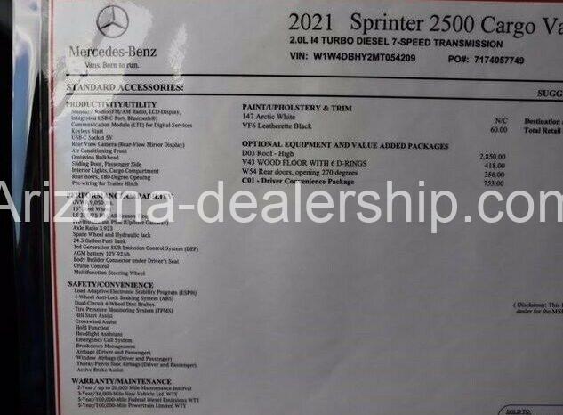 2021 Mercedes-Benz Sprinter 2500 Standard Roof full