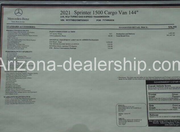 2021 Mercedes-Benz Sprinter 1500 Standard Roof I4 144 RWD full